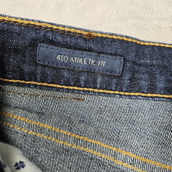 Lucky Brand Jeans Mens 34x30.75 410 Athletic Straight Blue Mid Rise Dark Wash - Picture 4 of 13